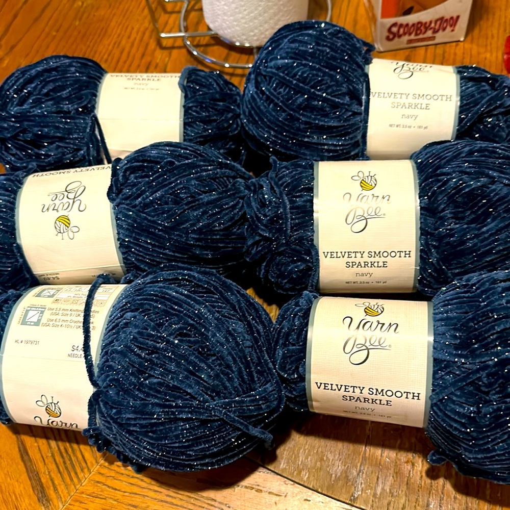 Yarn bee velvety smooth sparkle navy you get all six for listed price